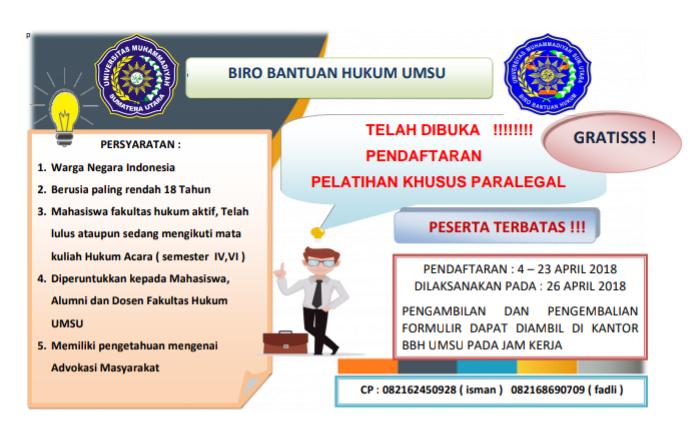 Pelatihan Khusus Paralegal BBH UMSU