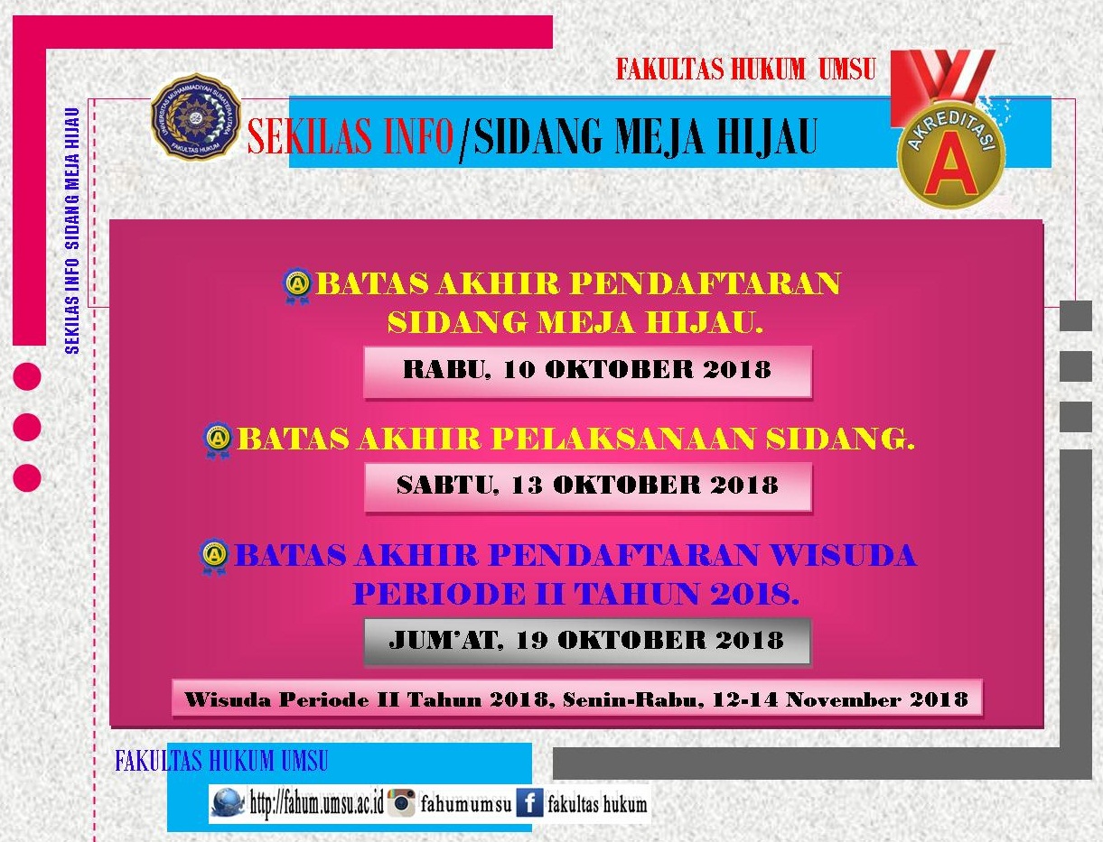 SEKILAS INFO SIDANG MEJA HIJAU & WISUDA PERIODE II 2018