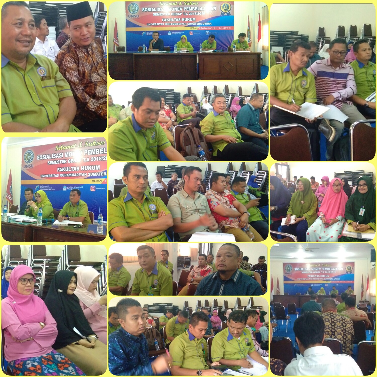 Sosialisasi Monev Pembelajaran Semester Genap T.A 2018-2019 sekaligus Rapat Dosen Fakultas Hukum untuk menghadapi Ujian Akhir Semester (UAS) Genap T.A 2018-2019.
