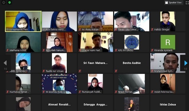 Komunitas Peradilan Semu Fakultas Hukum UMSU Sukses Gelar Mubes Via Aplikasi Zoom Meeting