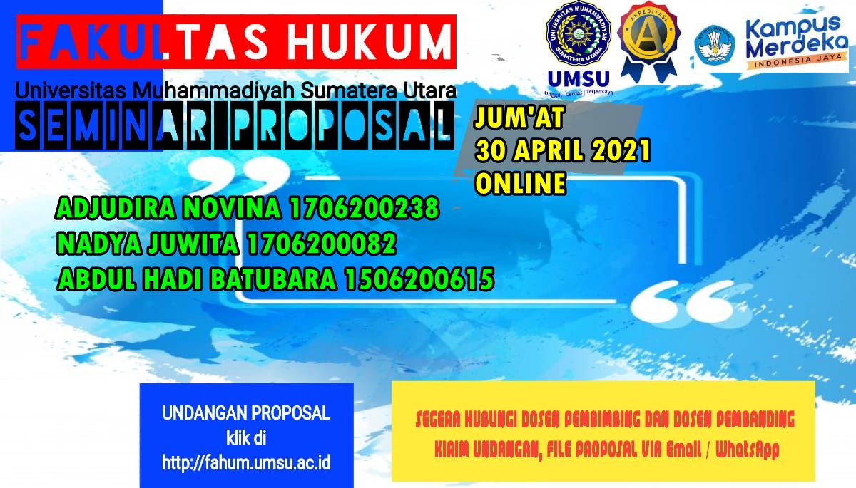 UNDANGAN SEMINAR PROPOSAL JUM’AT, 30 APRIL 2021 ONLINE