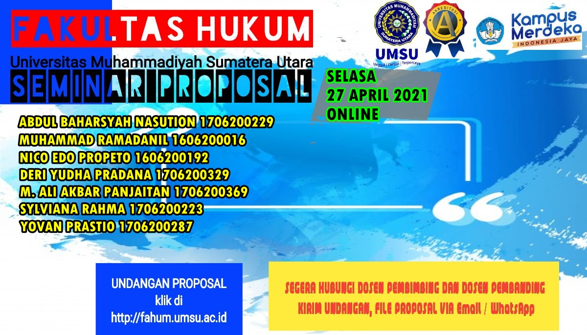 UNDANGAN SEMINAR PROPOSAL SELASA, 27 APRIL 2021 ONLINE