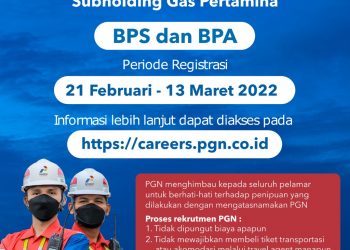 Open Recruitment BPS dan BPA Pertamina Gas Negara 2022