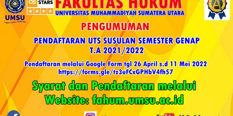 Pendaftaran UTS Susulan Semester Genap T.A 2021/2022